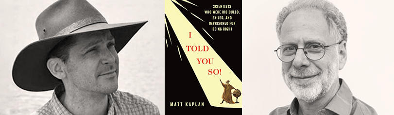 MattKaplan headshot and book cover; Daniel Lieberman's headshot